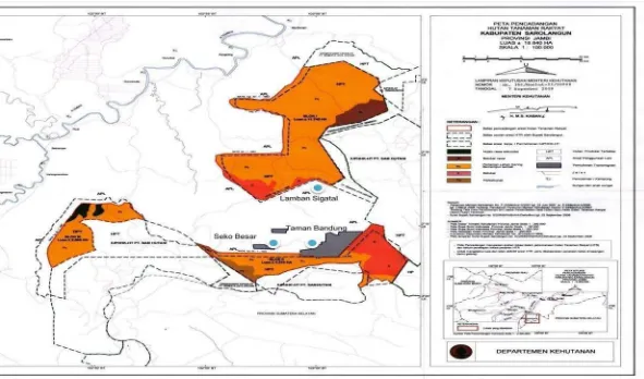 Gambar 6   Lokasi penelitian berdasarkan peta pencadangan areal HTR di Kabupaten Sarolangun.
