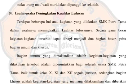 Tabel 4.2 Daftar usaha peningkatan kualitas lulusan SMK Putra Tama Bantul 