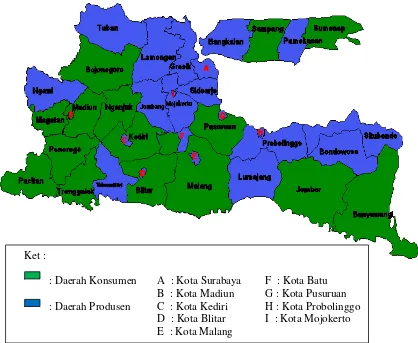 Gambar 5.1 Peta Indeks Distribusi Daging Sapi menurut Kabupaten/Kota     
