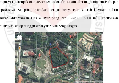 Gambar 3.1. Peta Lokasi Kebun Botani UPI Bandung (Google Map, 2012). 