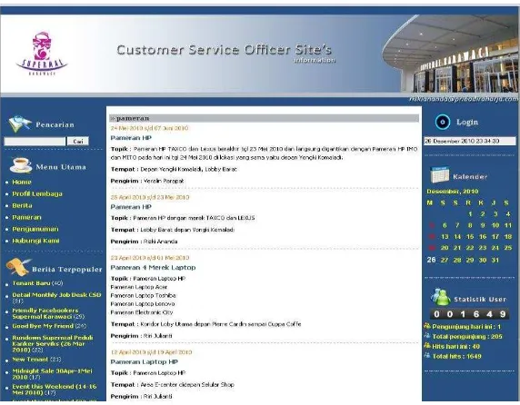 Gambar 3. Tampilan Layar Pembuka Sistem Customer Service Officer