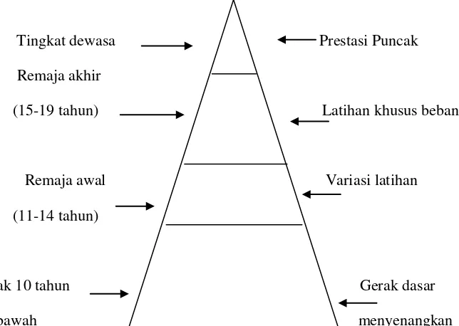 Gambar 6. Piramida Latihan Berdasarkan Usia Sumber:  R. Lutan (2000: 48) 