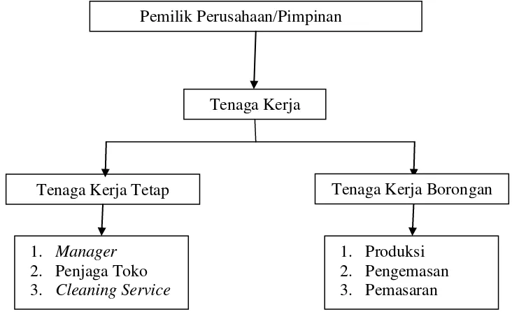 Gambar 2. Struktur organisasi usaha industri pembuatan jenang “PJ. Muria”di Kabupaten Kudus