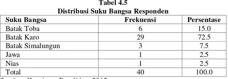 Tabel 4.5 Distribusi Suku Bangsa Responden 