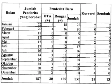 Tabel 1. 1. Laporan P2M TB Paru di Puskesmas Salam, tahun 2002