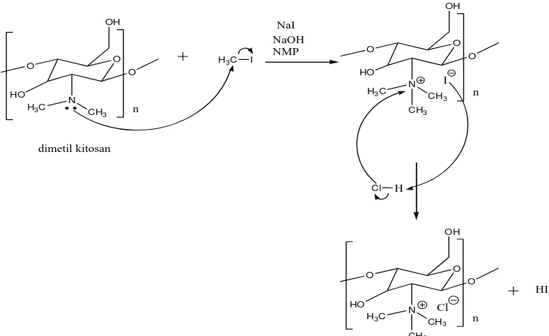 Gambar 4.6 Mekanisme Reaksi Pembentukan Trimetil Kitosan Klorida 