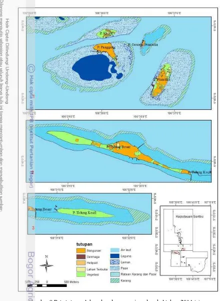 Gambar 9 Peta tutupan lahan dan dasar perairan dangkal tahun 2014 (e) 