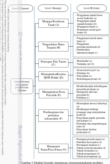 Gambar 5 Struktur hierarki perumusan strategipeningkatan produksi 