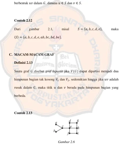 Gambar 2.6 merupakan graf bipartit dengan    {         } dan 