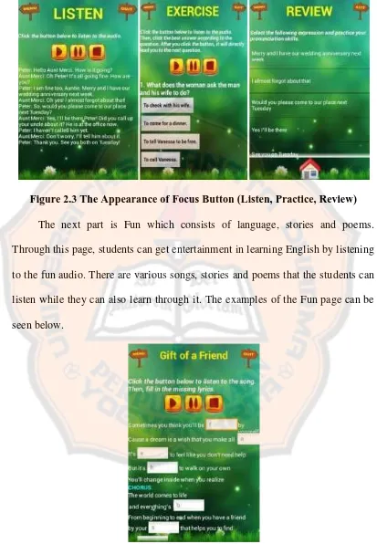 Figure 2.3 The Appearance of Focus Button (Listen, Practice, Review)