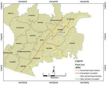 Figure 2.10 Map of Fault line in study area 