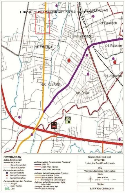 Gambar 3.2. Peta Wilayah Administrasi Kota Cirebon 