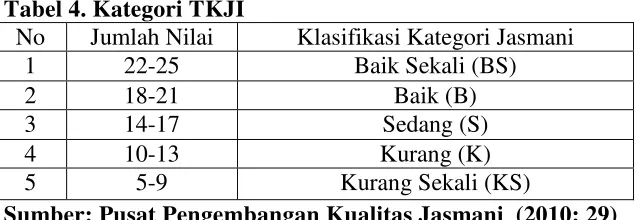 Tabel 4. Kategori TKJI