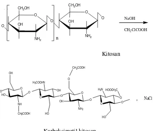 Gambar 4.3 Reaksi Pembentukan Karboksimetil Kitosan (Jayakumar dkk., 2010). 