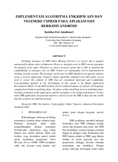 IMPLEMENTASI ALGORITMA ENKRIPSI AES DAN VIGENERE CIPHER PADA APLIKASI ...