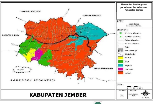 Gambar 4.4 Peta jenis tanah Kabupaten Jember per Kecamatan