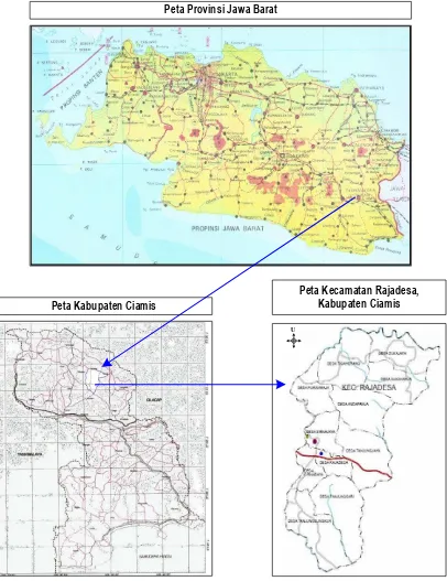 Gambar 3.2 Peta Kecamatan Rajadesa Kabupaten Ciamis Provinsi Jawa Barat 