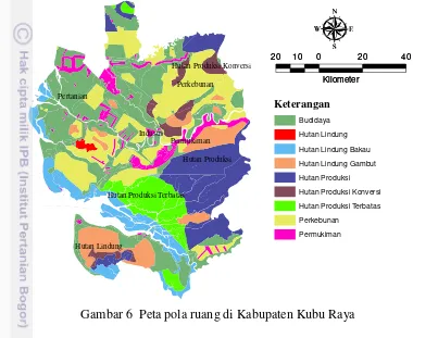 Gambar 6  Peta pola ruang di Kabupaten Kubu Raya 