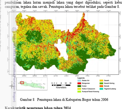 Gambar 8 Penutupan lahan di Kabupaten Bogor tahun 2006 
