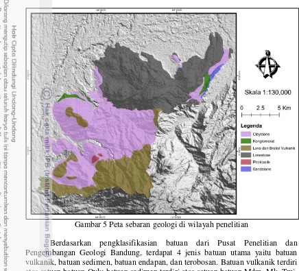Gambar 5 Peta sebaran geologi di wilayah penelitian 