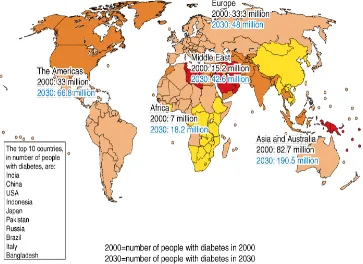 Gambar 2.2. Distribusi penderita diabetes mellitus di dunia Sumber: Fauci et al, 2008 