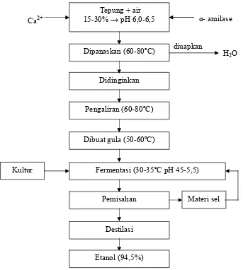 Gambar 3. Diagram Produksi etanol dari subtrat tepung.  