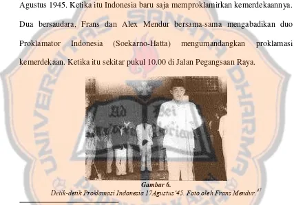 Gambar 6. detik Proklamasi Indonesia 17Agustus’45. Foto oleh Frans Mendur.