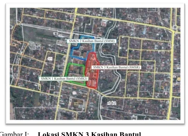 Gambar I: Lokasi SMKN 3 Kasihan Bantul sumber: wikimapia.org/21437509/smsr-yogyakarta 