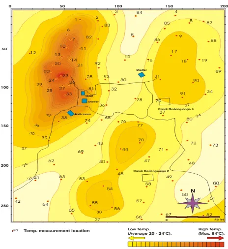 Gambar 3. Peta suhu bawah permukaan daerah Gedongsongo. 
