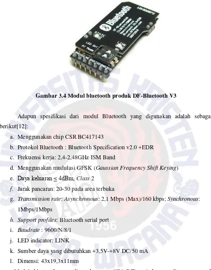 Gambar 3.4 Modul bluetooth produk DF-Bluetooth V3 