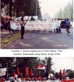 Gambar 2. Demo Mahasiswa UGM Tahun 1996 Sumber: Khazanah Arsip Statis Arsip UGM 