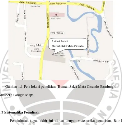 Gambar 1.1 Peta lokasi penelitian (Rumah Sakit Mata Cicendo Bandung). 