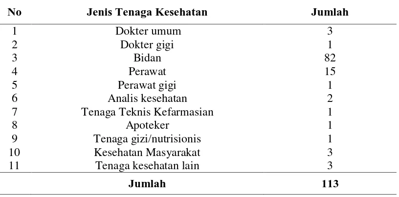 Tabel 4.1 Jumlah Tenaga Kesehatan di Puskesmas Panyabungan Jae 