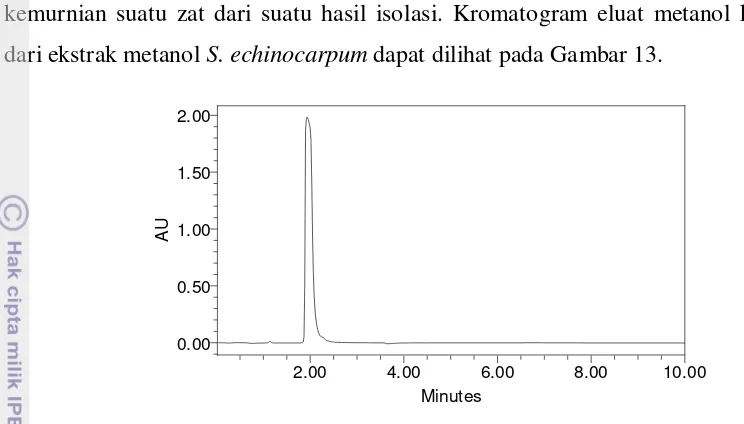 Gambar 13. Kromatogram eluat kedua dari ekstrak metanol S. echinocarpum 