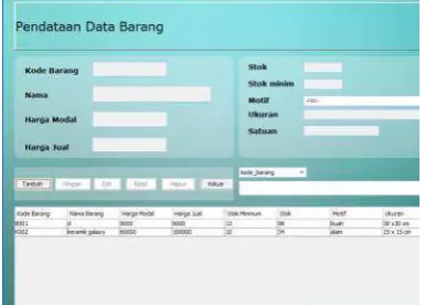 Gambar 4.2.2 Form Pendataan Barang  