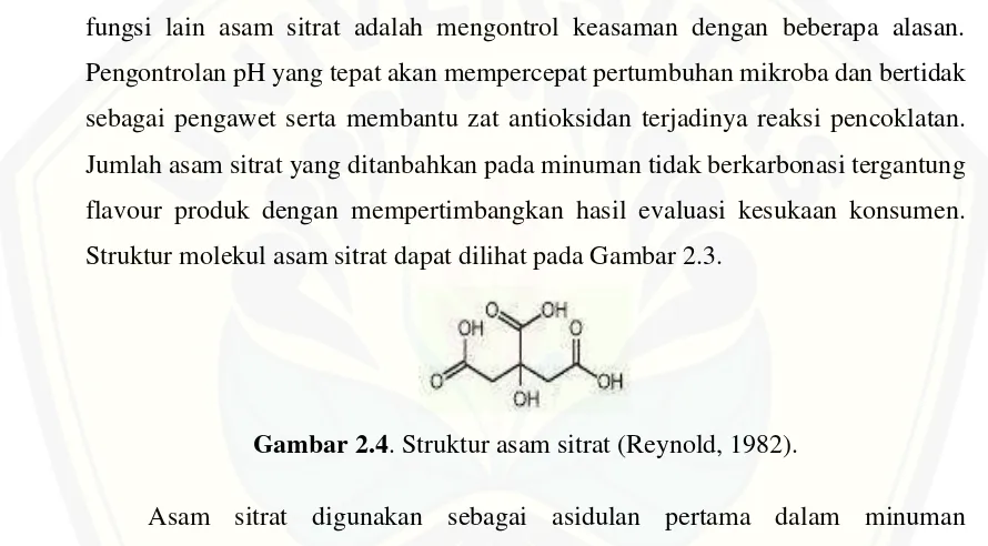 Gambar 2.4. Struktur asam sitrat (Reynold, 1982). 