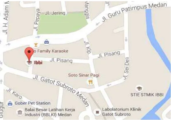 Gambar (2) Lokasi Kampus 1 STIE & STMIK IBBI Medan jalan Sei 