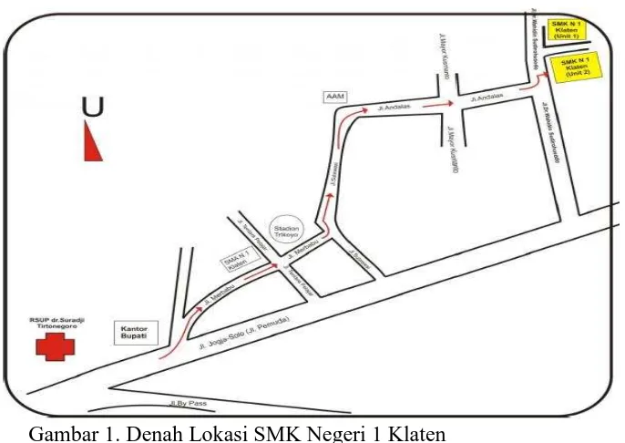 Gambar 1. Denah Lokasi SMK Negeri 1 Klaten 