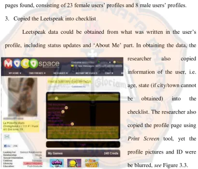 Figure 3.3.  Print-screen of a MocoSpace profile page 