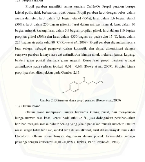 Gambar 2.13 Struktur kimia propil paraben (Rowe et al., 2009) 