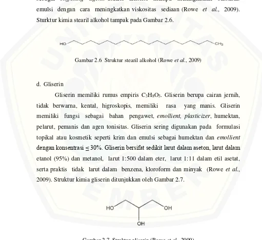 Gambar 2.7  Struktur gliserin (Rowe et al., 2009) 