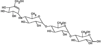 Gambar 1. Struktur Kimia Acarbose (Katzung, 2002) 
