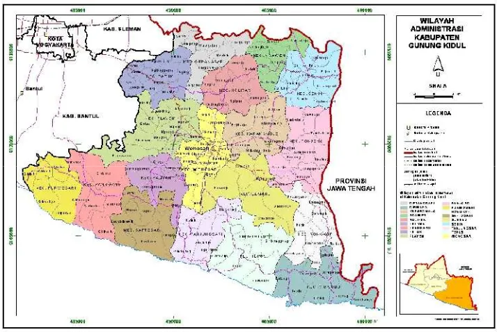 Gambar 1. Peta Kabupaten Gunung Kidul(sumber:http://www.gunungkidulkab.go.id)