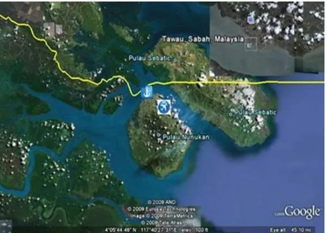 Gambar 1. Peta perbatasan Malaysia dengan Kalimantan Utara.