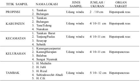 Tabel 1.  Sampel cluster di Kalimantan Utara  