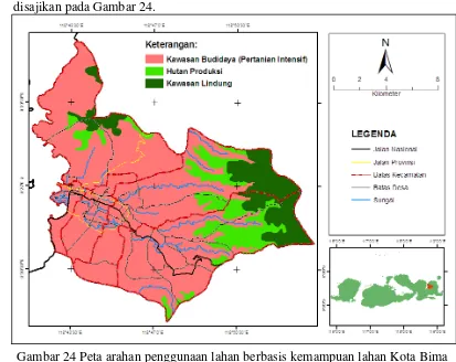 Gambar 24 Peta arahan penggunaan lahan berbasis kemampuan lahan Kota Bima 