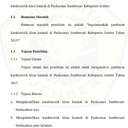 Gambaran karakteristik klien katarak di Puskesmas Sumbersari Kabupaten 