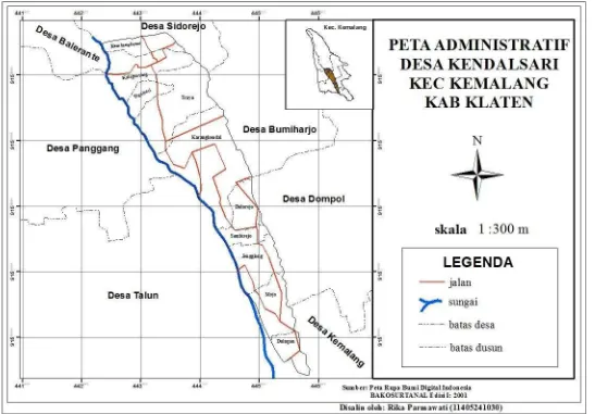 Gambar 2. Peta Administratif Desa Kendalsari Kecamatan Kemalang Kabupaten Klaten