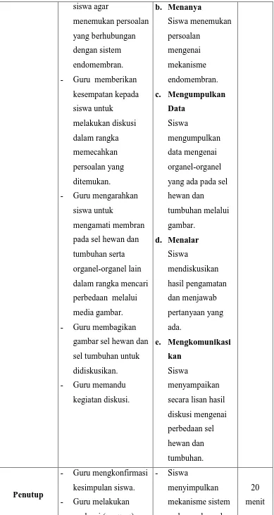 mengamati membran pada sel hewan dan gambar. d. Menalar 