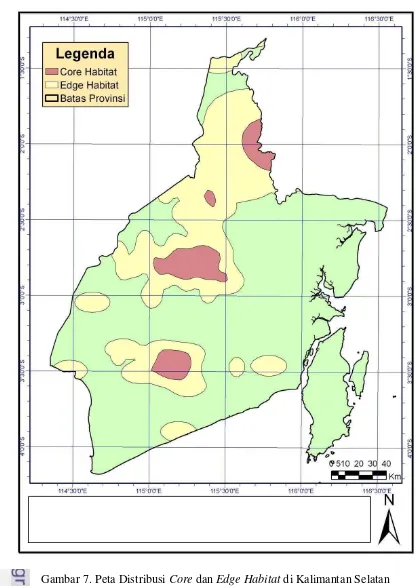 Gambar 7. Peta Distribusi Core dan Edge Habitat di Kalimantan Selatan 